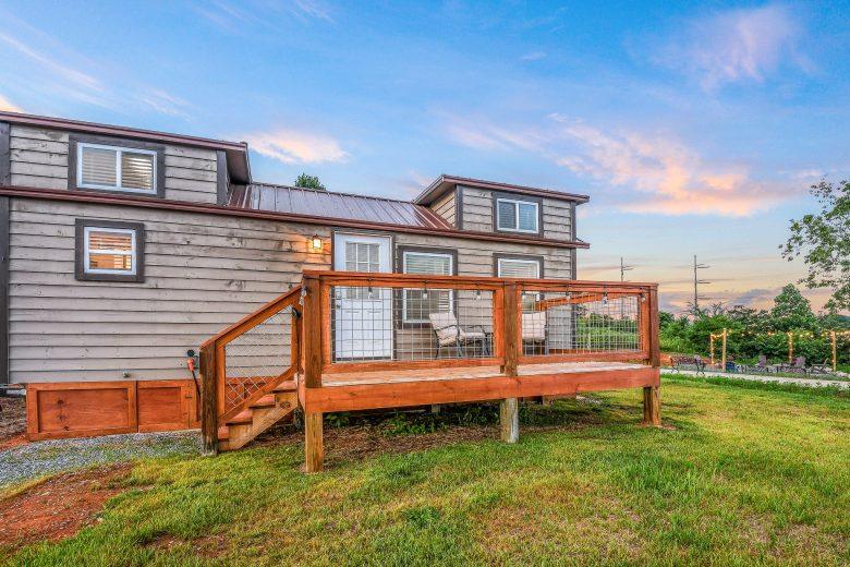 private deck at smoky mountains tiny home vacation rental